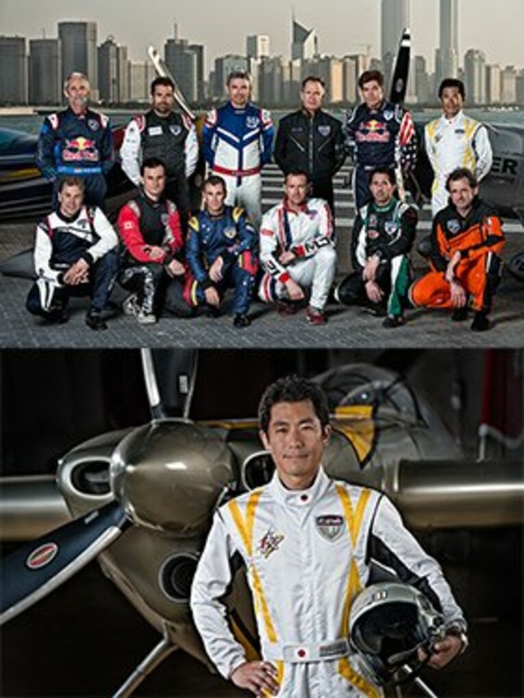 競技のレベルと安全性を上げるべく、以前の15名から12名にまで絞り込まれたパイロットたち。室屋は日本人唯一のパイロットとして参戦。 