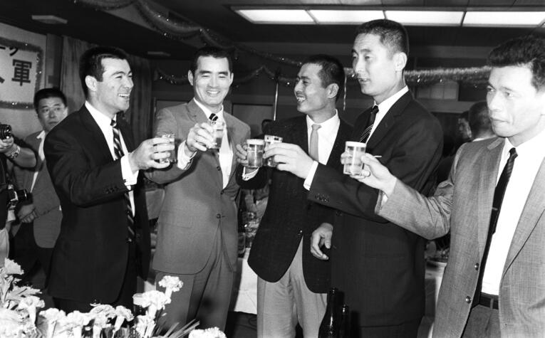 1967年のリーグ3連覇当時。左が柴田、隣が長嶋　©︎JIJI PRESS