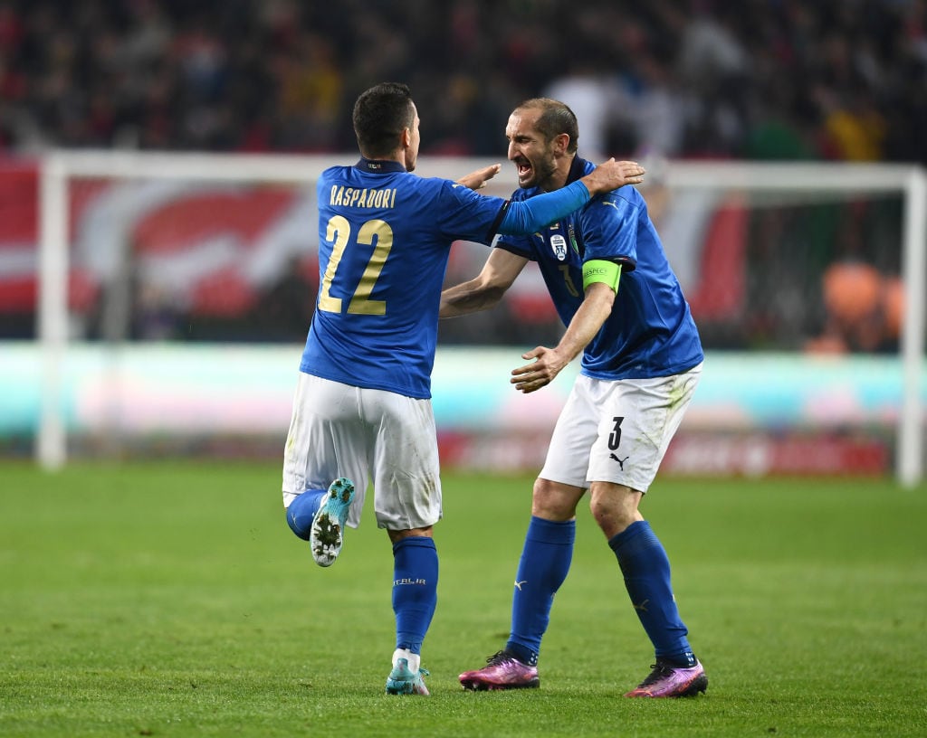 トルコ戦でのキエッリーニ。稀代の名CBを再びW杯で見られないとは……　©Getty Images