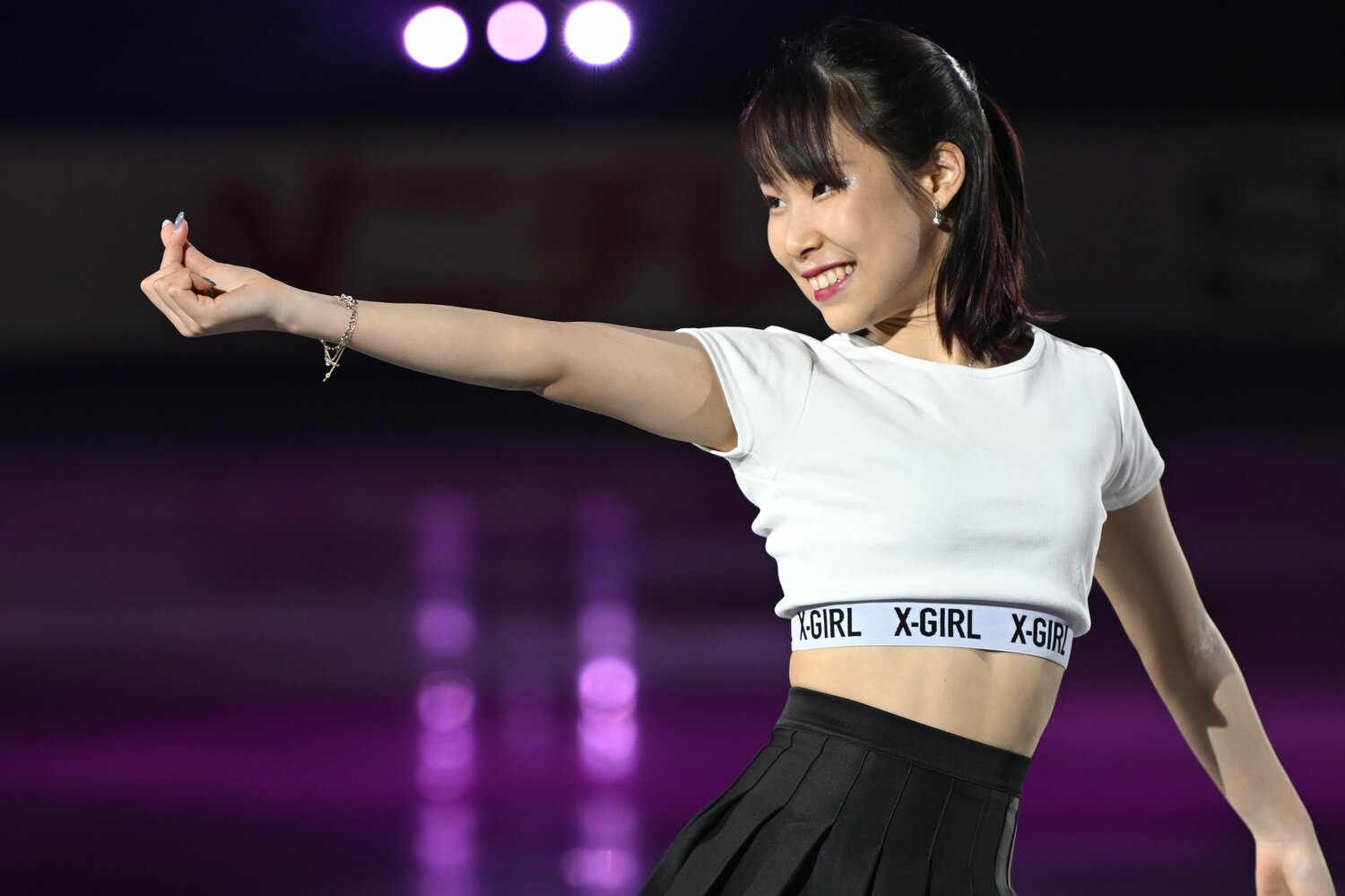 エキシビションで見せた明るい笑顔も印象的だった　©Asami Enomoto