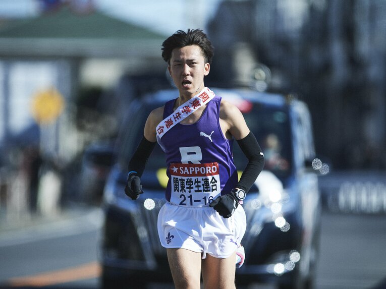 関東学生連合として箱根駅伝4区を走った中山凜斗（1年）　©Yuki Suenaga