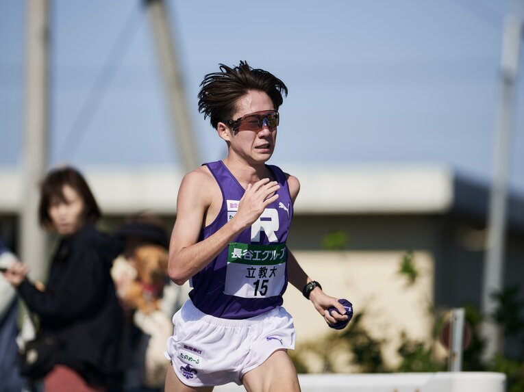 全日本駅伝、立教大7区の馬場賢人（3年）　©Yuki Suenaga