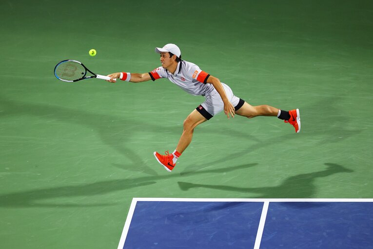 時速210キロを超えるハリスのサーブに苦しめられた錦織　©Getty Images