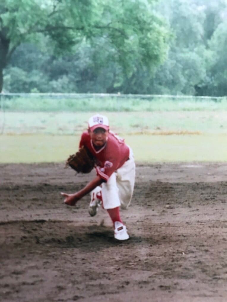 八戸のリトルリーグ「長者レッドソックス」時代の大坂智哉（写真は本人提供）