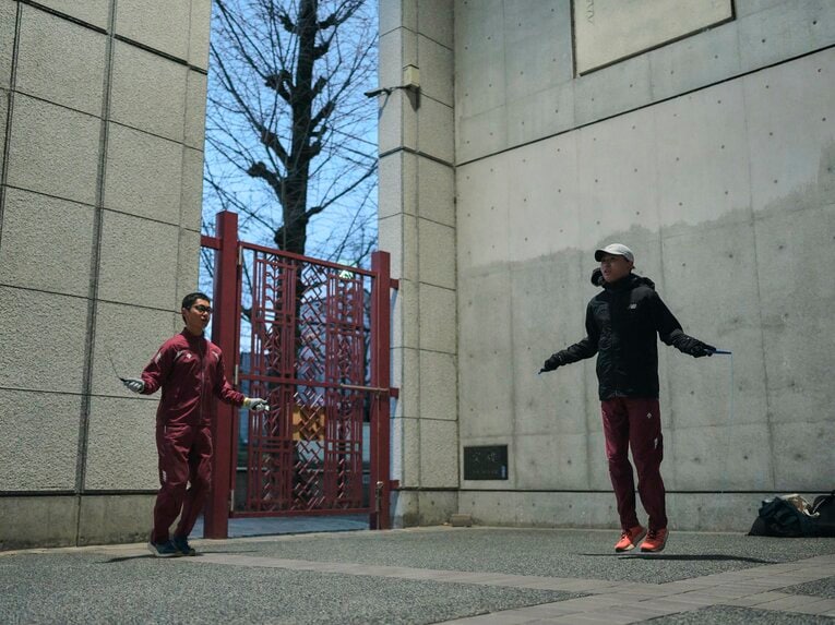 本練習前には縄跳びをする姿も　©Yuki Suenaga