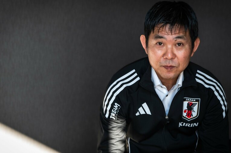 NumberWebのインタビューに応じた森保一監督（57歳） ／ photograph by Asami Enomoto