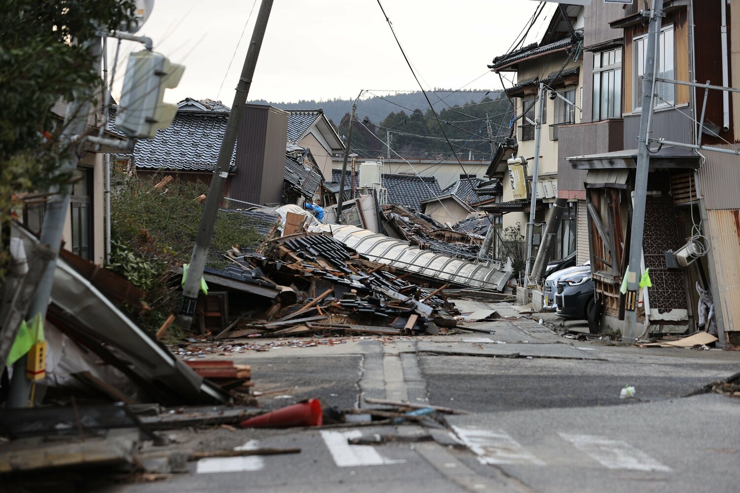 地震の被害が大きかった石川県珠洲市の様子 ©︎JIJI PRESS
