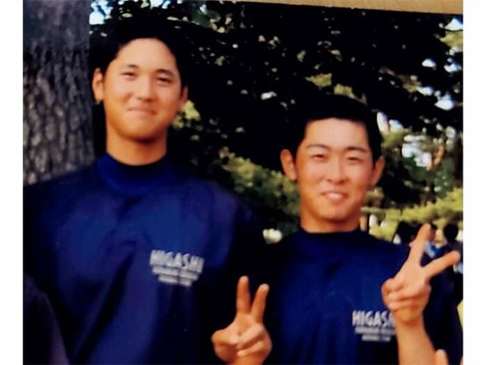 大谷翔平がMLBオールスターの舞台裏で同級生の「おでこをペチッ！」 ガリガリで“トッポ”と呼ばれた花巻東時代の素顔とは？＜Number Web＞ photograph by 小原大樹さん提供