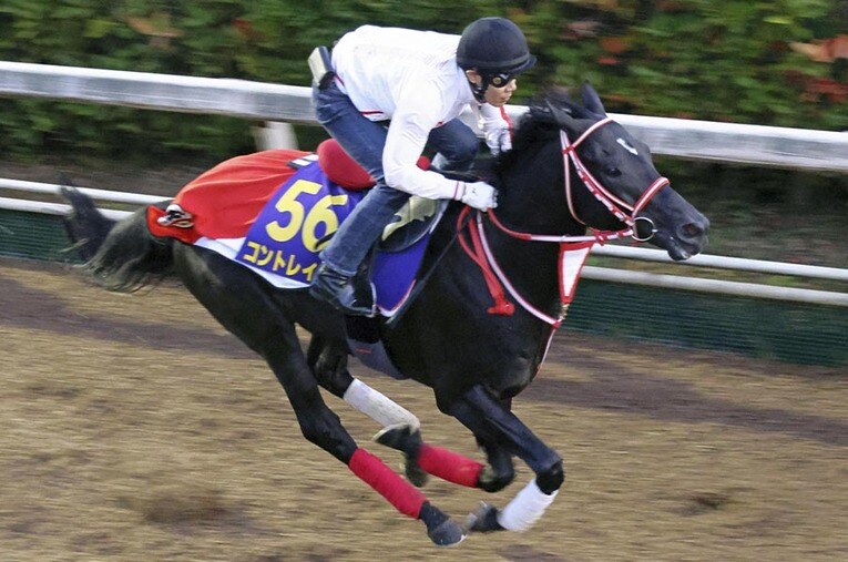 追い切りでも絶好の動きを見せていたコントレイル。「3強」に割って入る馬がいるとすれば…？ ／ photograph by KYODO