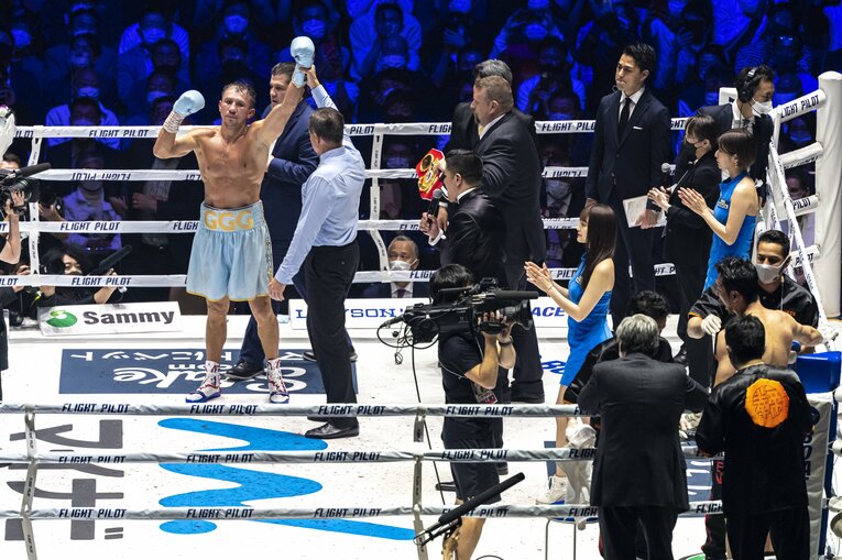 ゴロフキンの勝利が告げられる　©Takuya Sugiyama