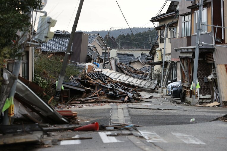 地震の被害が大きかった石川県珠洲市の様子　©︎JIJI PRESS