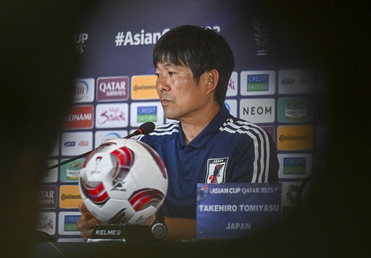 インドネシア戦前日の記者会見　©NurPhoto via AFP／JIJI PRESS