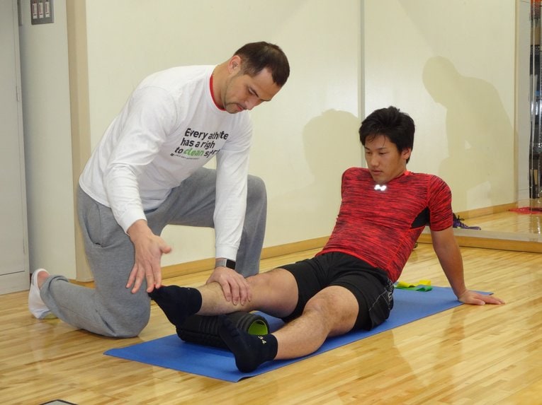 2017年1月、室伏広治氏とトレーニング　©︎Noriko Yonemushi