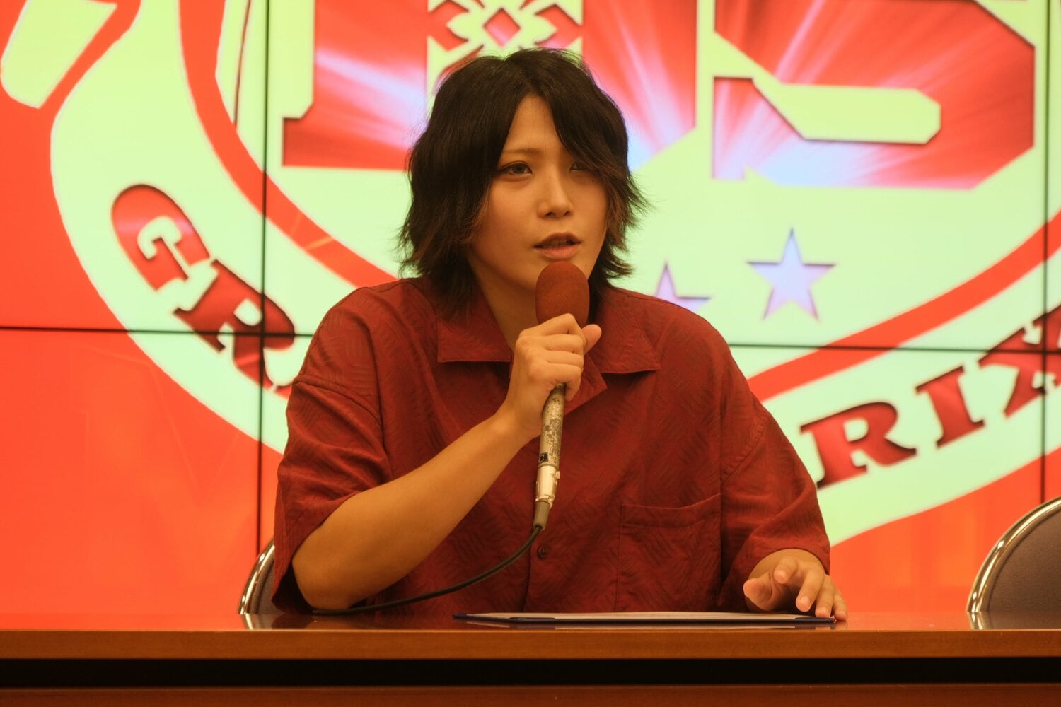 優勝から3日後の記者会見。1.3大田区大会でのタイトル挑戦を表明した