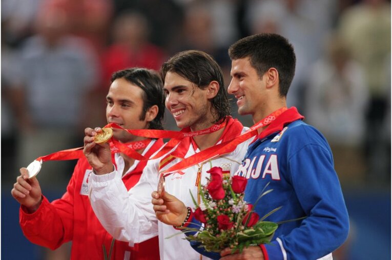 ナダル（中央）とジョコビッチ©JMPA