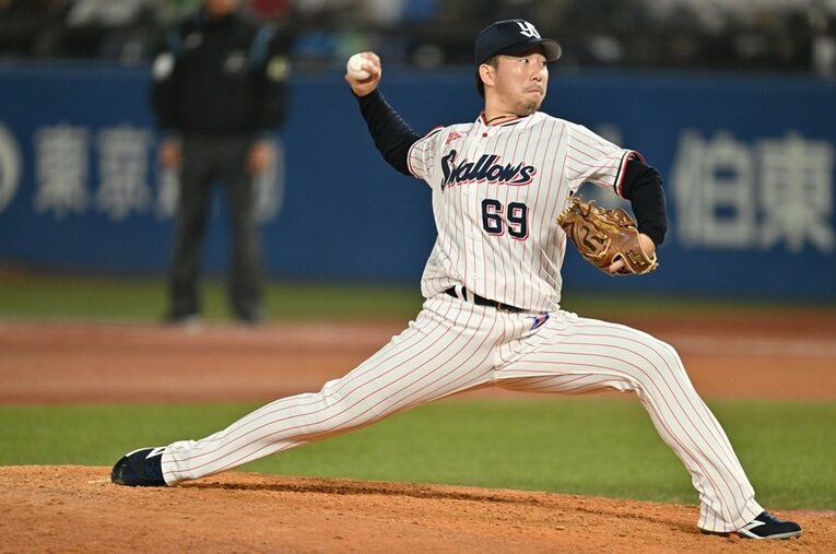 今年の日本シリーズでも好投を見せたヤクルト・今野龍太投手（27歳） ／ photograph by Naoya Sanuki