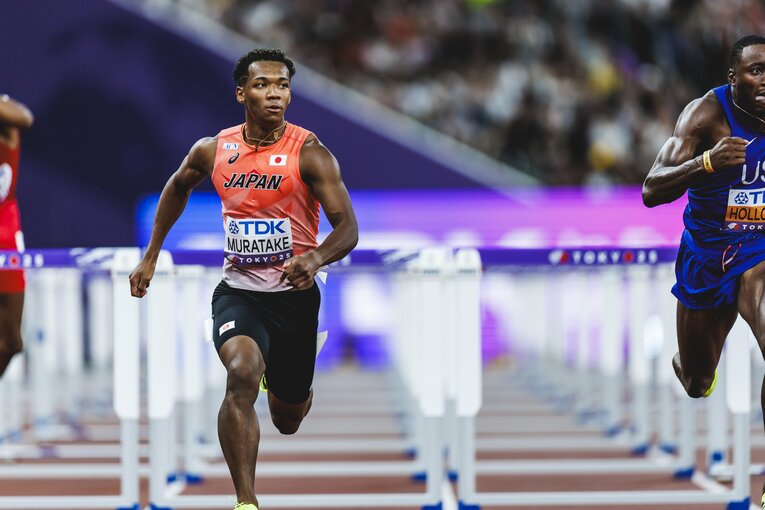 【東京世界陸上】110mハードル予選を走る村竹ラシッド（JAL）　©Kiichi Matsumoto