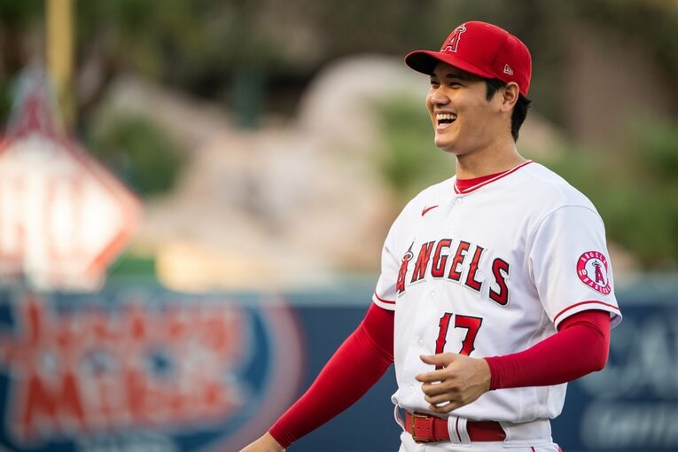 笑顔の大谷翔平