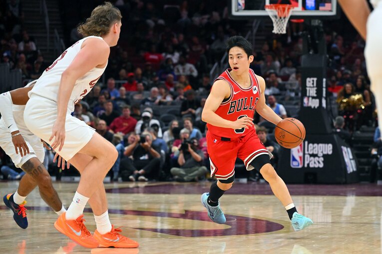 シカゴ・ブルズとツーウェイ契約を結んだ河村勇輝　©︎Jason Miller/Getty Images