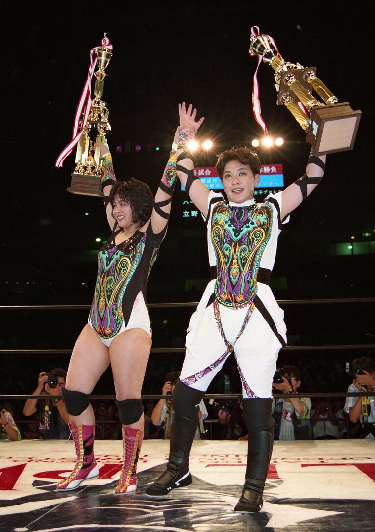 LLPW時代の立野記代さん（左）とハーレー斉藤さん　©東京スポーツ新聞社