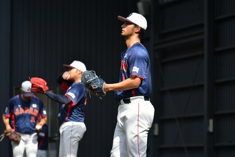 WBCキャンプ2日目、ブルペンで投球するダルビッシュ　©︎Hideki Sugiyama