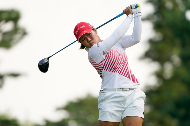 練習ラウンドでショットを放つ畑岡奈紗　©︎Shizuka Minami