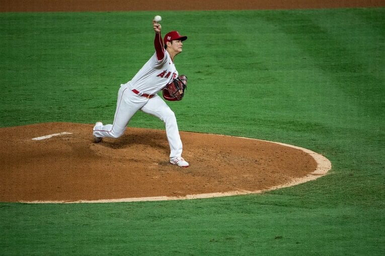 2021年の大谷の投球フォーム　©Nanae Suzuki