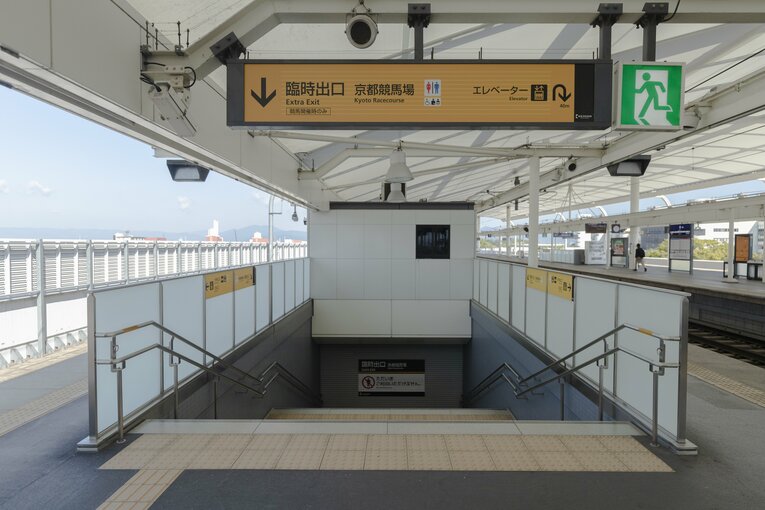 ホームから競馬場への出入り口は閉まっていた