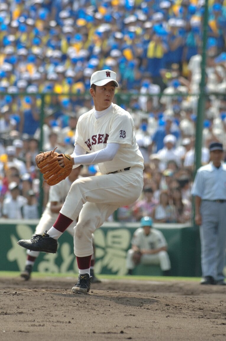 2006年夏の甲子園決勝戦では、駒大苫小牧相手に延長15回178球を一人で投げ抜き、再試合でも9回118球の完投勝利で早稲田実業の初優勝に大きく貢献した　©︎Hideki Sugiyama