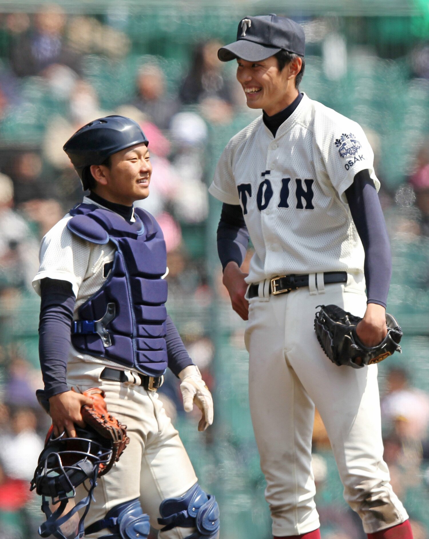 大阪桐蔭時代の森と藤浪 ©JIJI PRESS