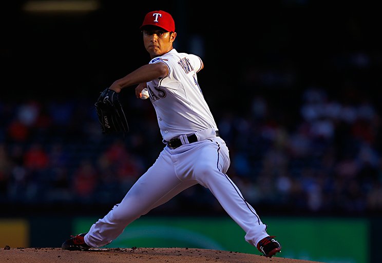 2014年、レンジャーズ時代のダルビッシュ©Getty Images