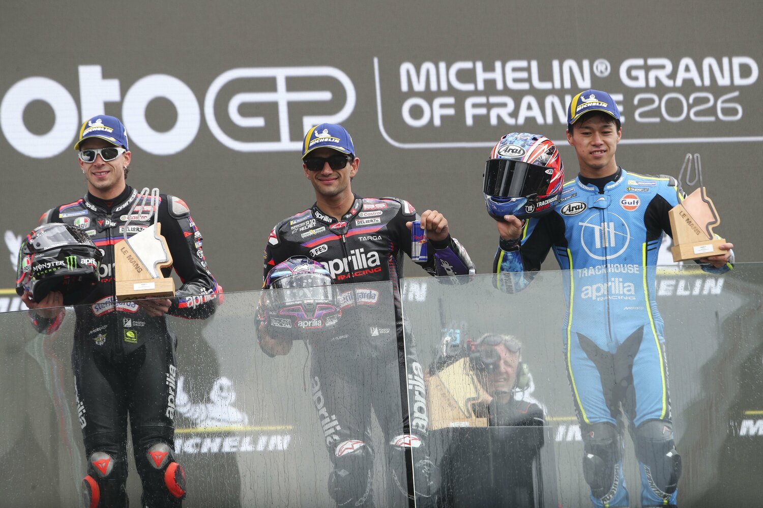 アプリリアは史上初めて表彰台を独占した　©Getty Images