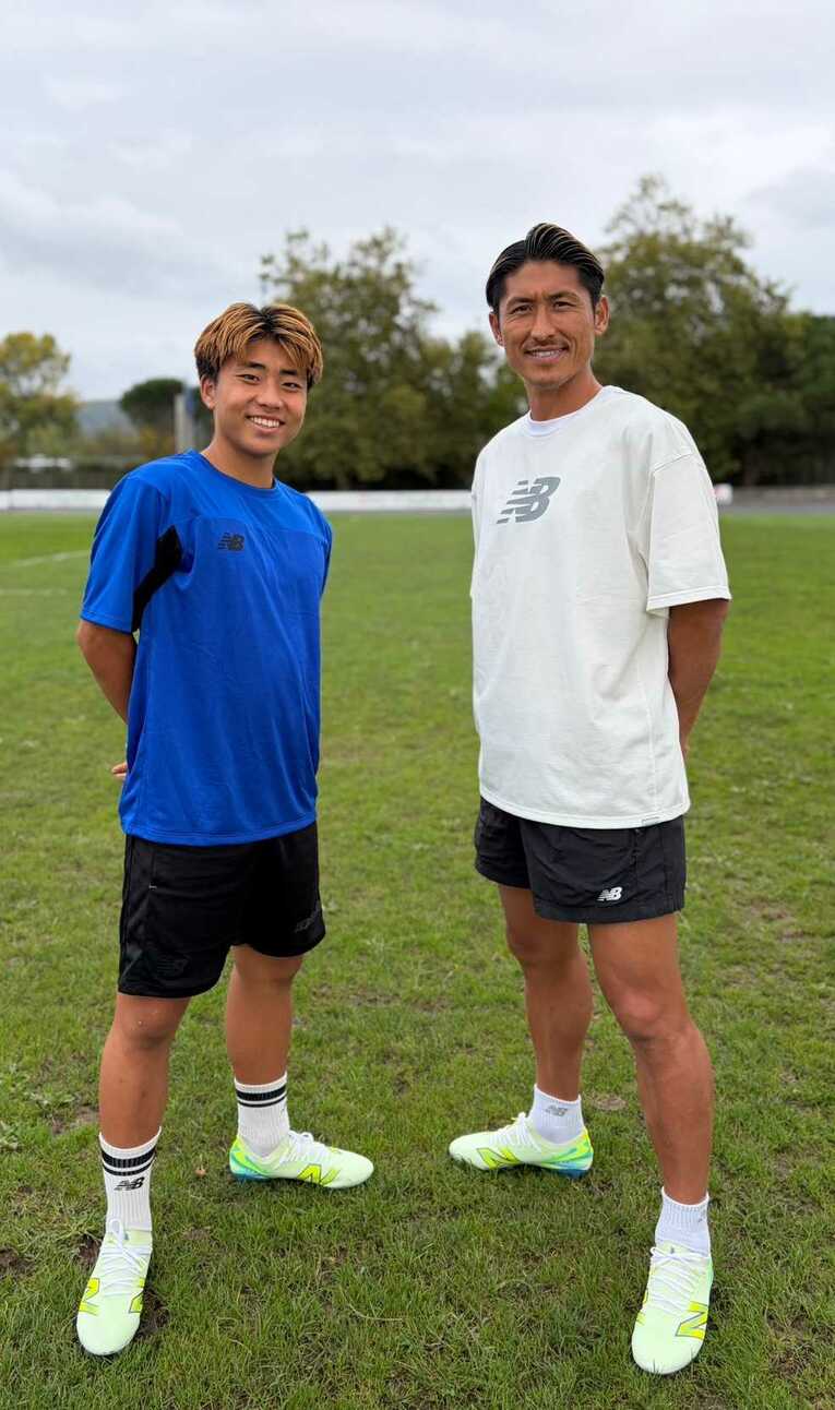 親子で切磋琢磨する丹羽選手と大心さん。日課の朝練を終えて　©本人提供