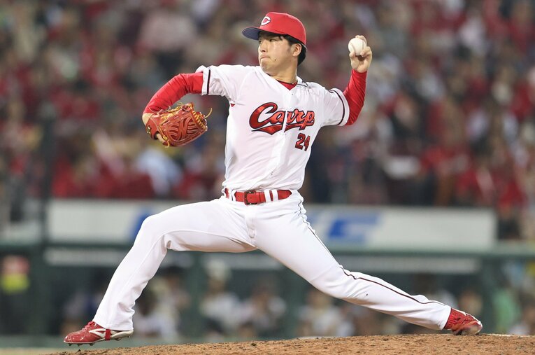 智弁和歌山高から関西学院大を経て、21年のドラフト1位で広島に入団した黒原 ／ photograph by JIJI PRESS