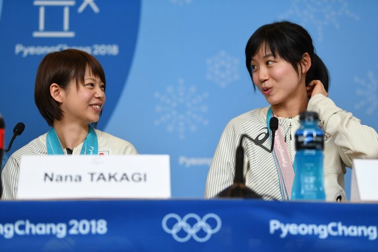 平昌五輪の会見での2人　©Tsutomu Kishimoto/JMPA