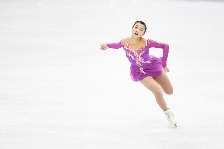 【フィギュアスケート：レア写真】2017年、ジュニア時代の坂本花織（当時16歳。写真は右に続きます）　©Asami Enomoto