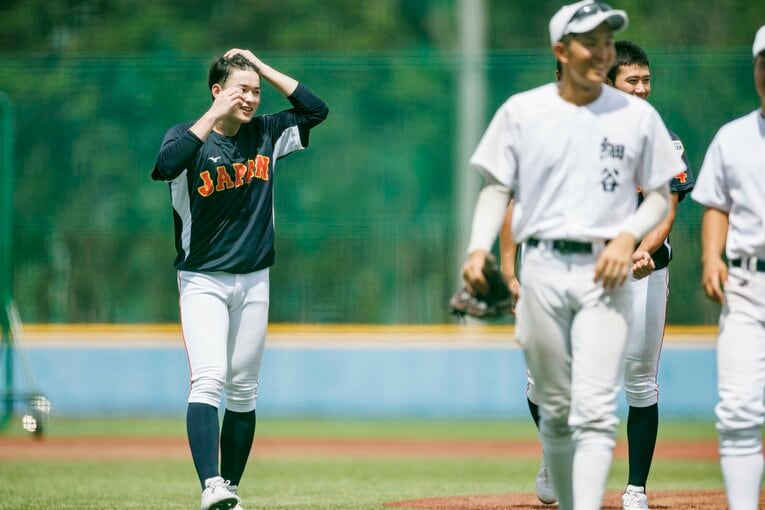 野球U-18日本代表の練習にて撮影。慶応の丸田湊斗　©Kichi Matsumoto