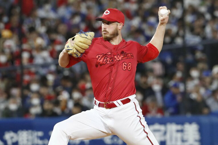 今身は中継ぎとして重要な場面で起用されているターリー。5月8日時点で防御率1.46と結果を残している ／ photograph by KYODO