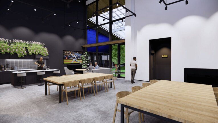 ラウンジのイメージ　（設計イメージ=菊池雄星氏提供）