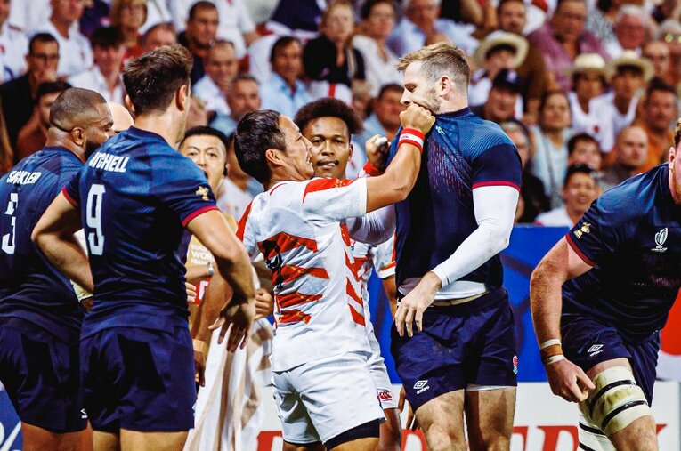 9月17日のイングランド戦で。現地取材班の宿泊トラブルはその2日前に起こった ／ photograph by Kiichi Matsumoto