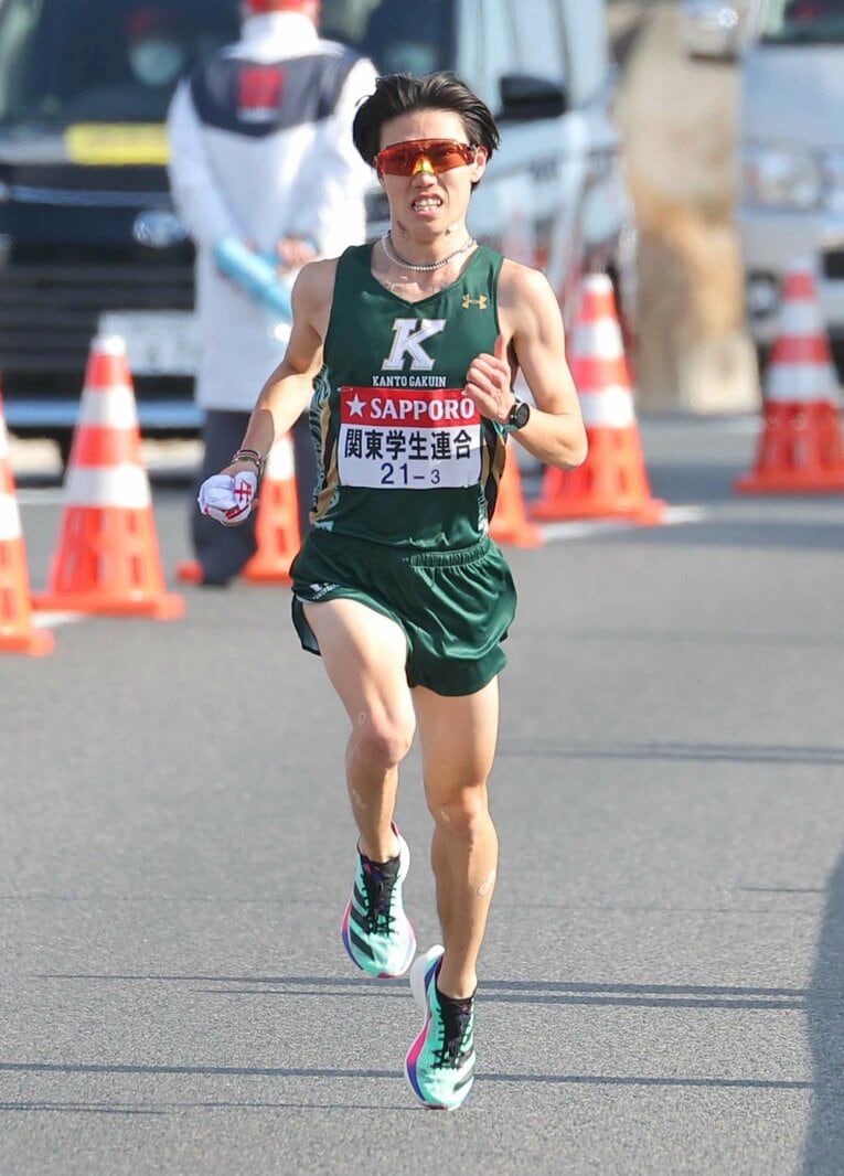 前回大会の関東学生連合チームで3区を走った関東学院大の内野李彗　©JIJI PRESS