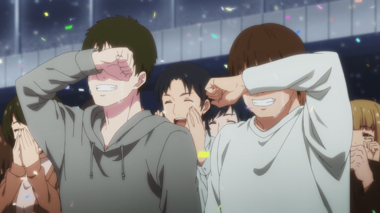 名物観客のみなみとますおも涙　©2023 アニメ「ウマ娘 プリティーダービー Season 3」製作委員会