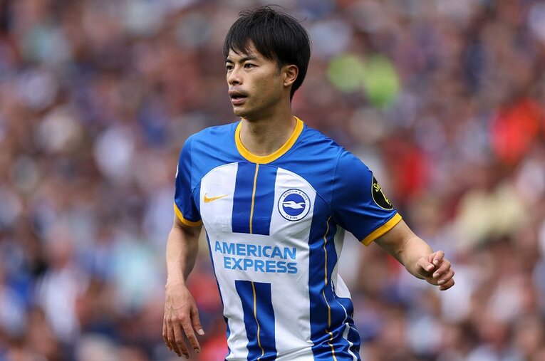 ブライトンで躍動する三笘薫。デゼルビ監督からの信頼も絶大なようだ ／ photograph by Richard Heathcote/Getty Images