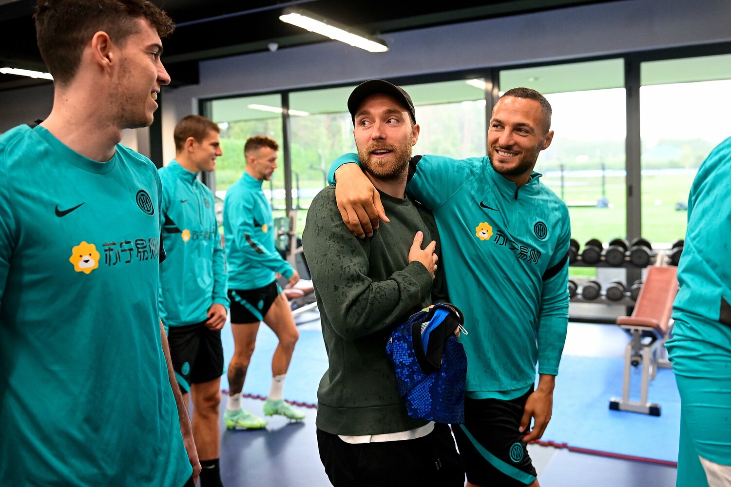 2021年8月、インテルの練習場を訪問したエリクセン　©Getty Images