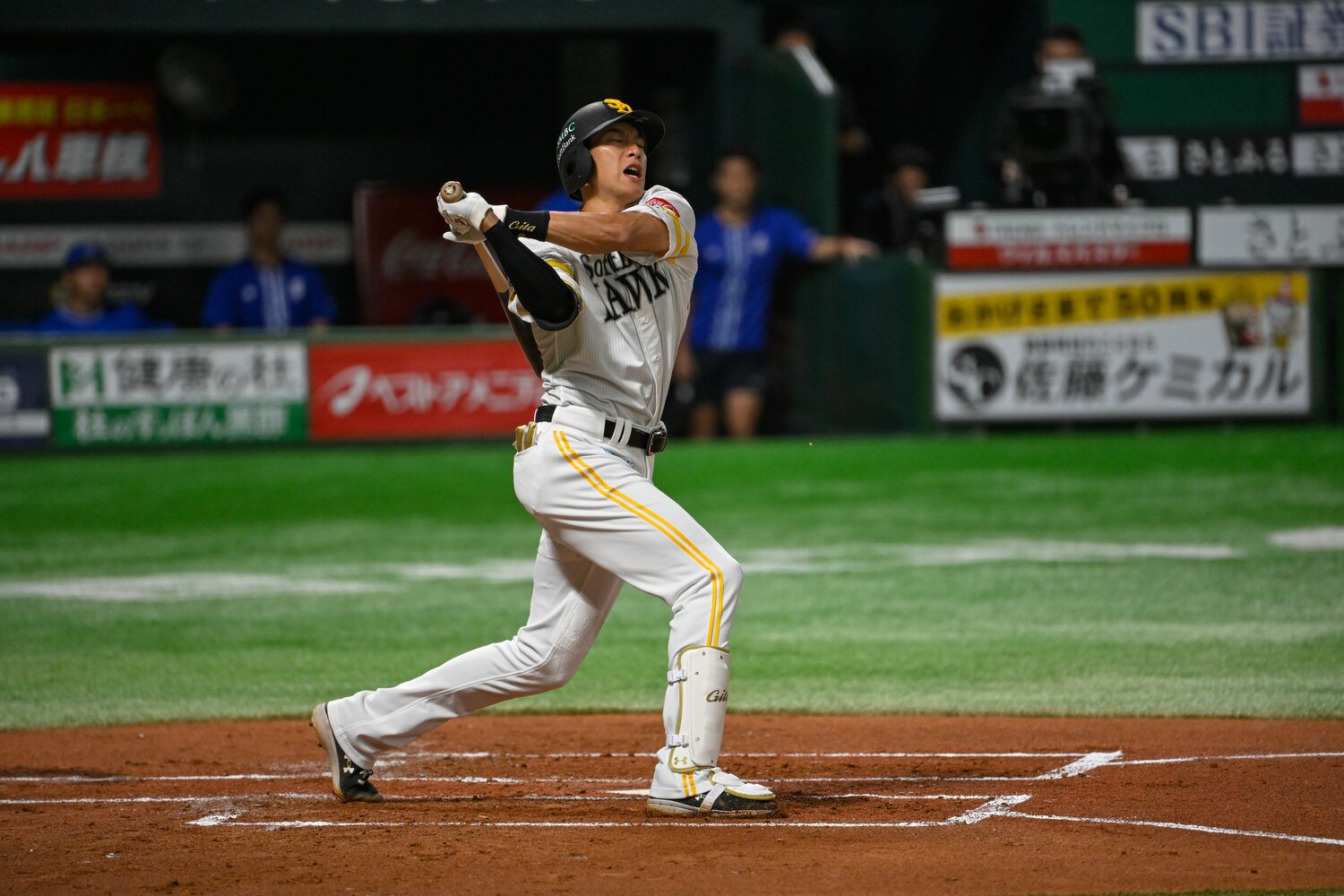 第5戦初回、2番に入った柳田悠岐はDeNA先発ジャクソンの前に三振に倒れる　©Nanae Suzuki