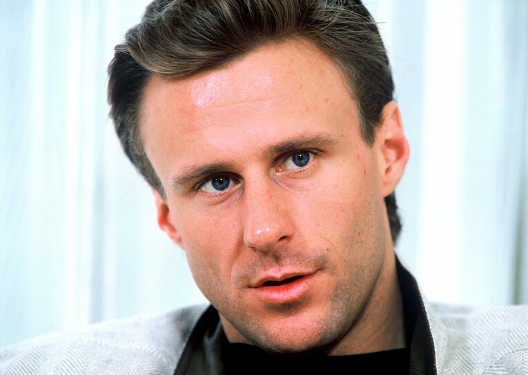 1986年、インタビューに応えるボルグ　©Kazuhito Yamada