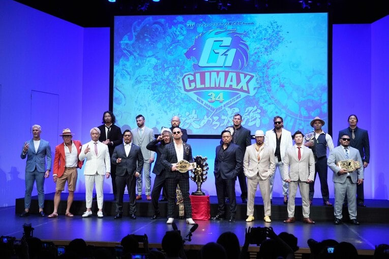 7月18日に行われた新日本プロレス『G1 CLIMAX 34』の記者会見　©Essei Hara