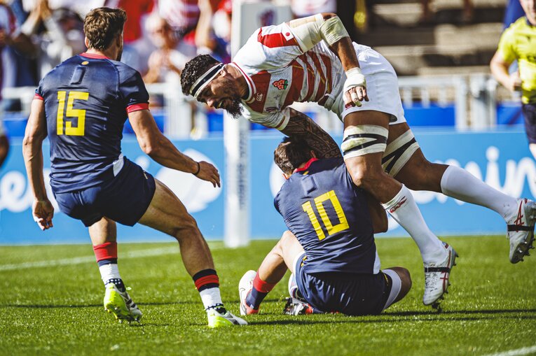 アマト・ファカタヴァのトライ（2023年ラグビーW杯アルゼンチン戦）【4/5枚】　©︎Kiichi Matsumoto
