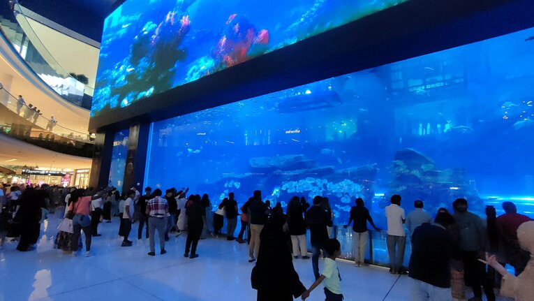 モール内の巨大水槽　©Junsei Chida