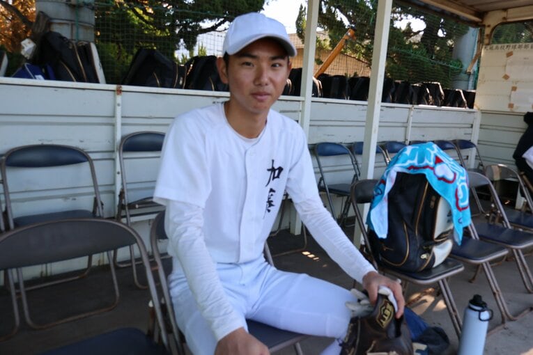 イチロー氏の指導を振り返る大冠高校野球部の加藤主将　©︎Fumi Sawai